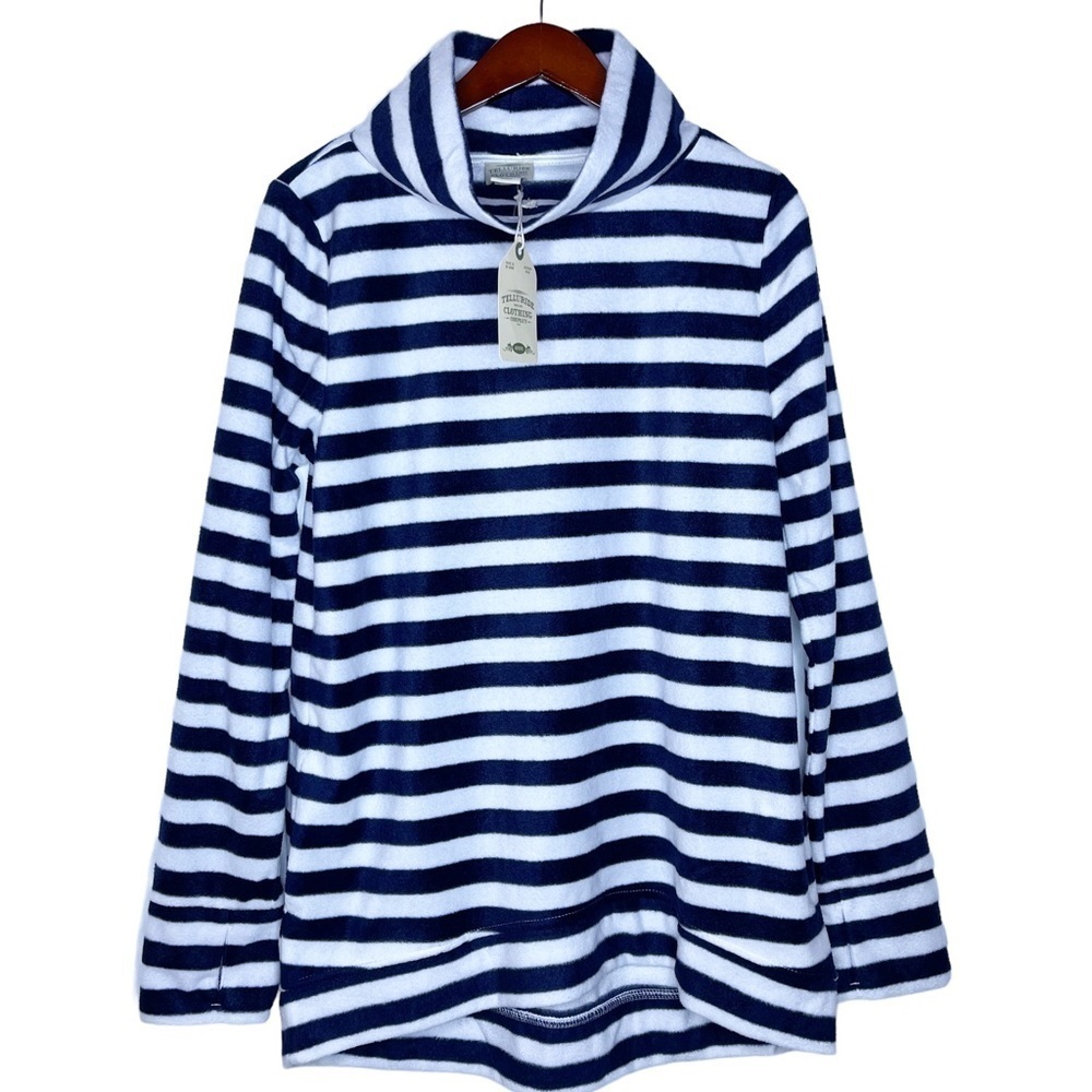 TELLURIDE Clothing Company NWT Striped Mock Neck Fleece Pullover Top Size Medium